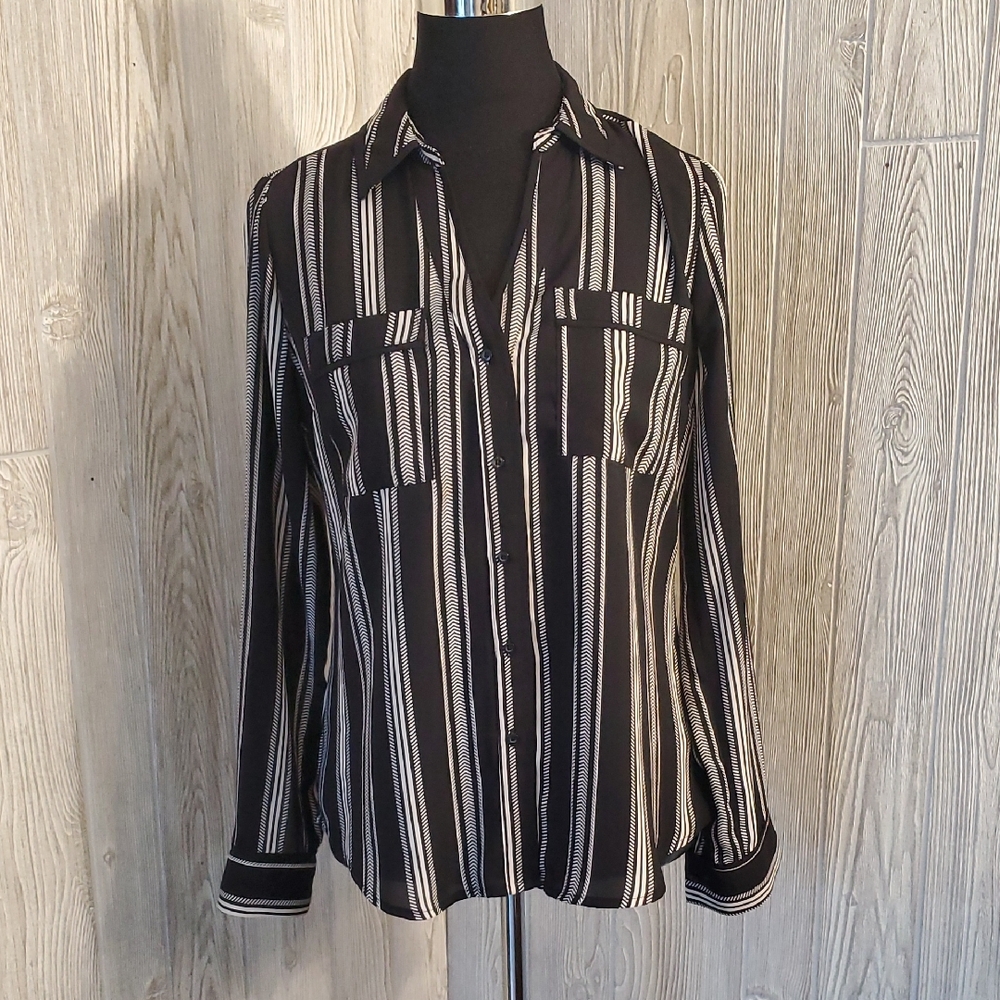 Candie's Black and White Striped Blouse